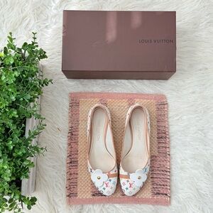 SOLD! Louis Vuitton Ballet Flats 38.5 Multi Color Print with Box